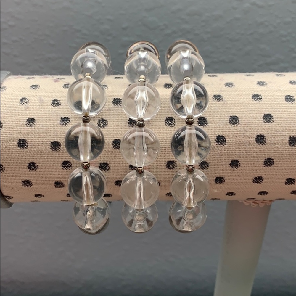 Set of clear beaded bracelets